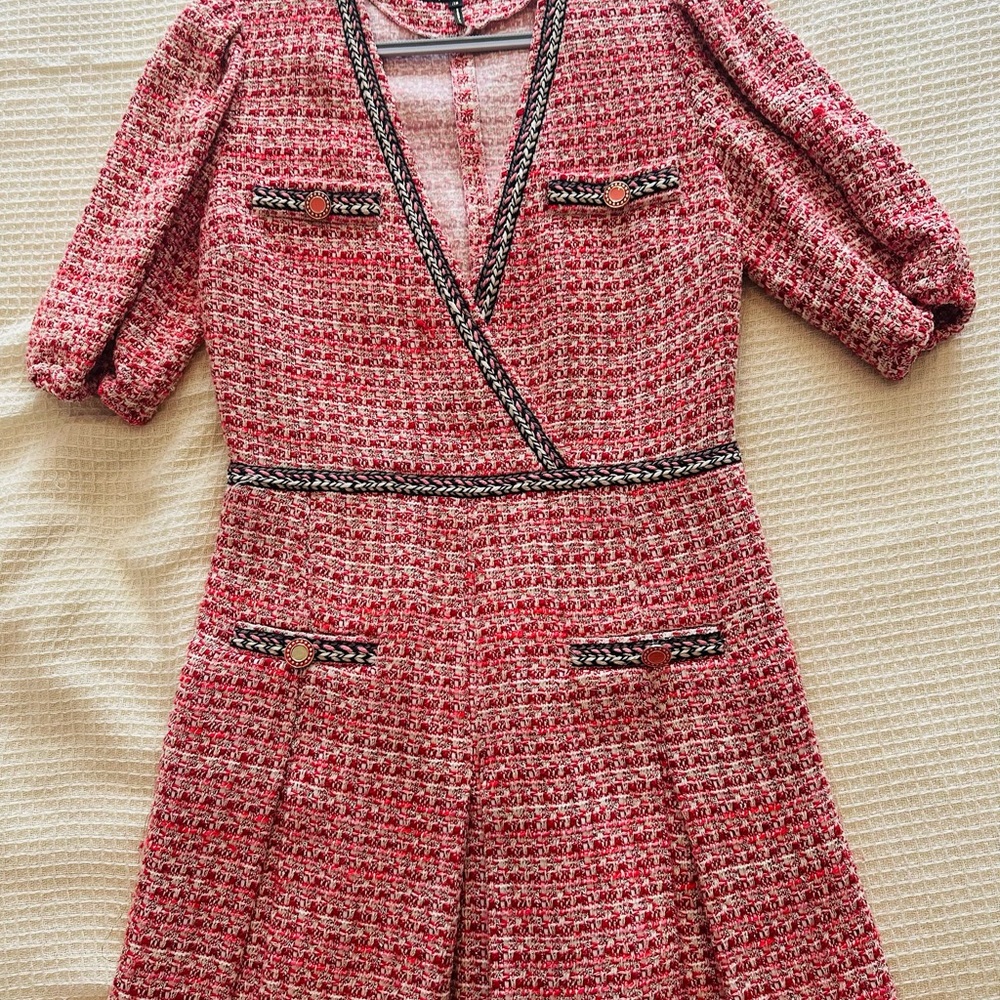 Maje Pink and White Tweed Garment